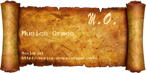 Musics Ormos névjegykártya